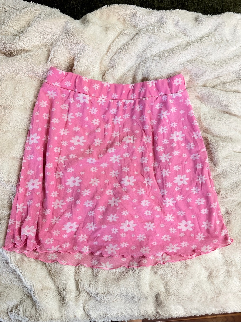 Pink Floral A-Line Skirt L Women’s